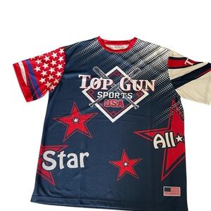 NEW Top Gun All Stars Men’s Shirt Jersey Size Large Red Navy Short Sleeve Tee